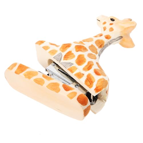 VILLCASE Hefter aus Holz Berichte Hefter Bürohefter Büro-Schreibtischzubehör Mini-Giraffen-Statue bürotacker office desk accessories manu Minihefter mit Heftklammern Kinder stationär Metall von VILLCASE