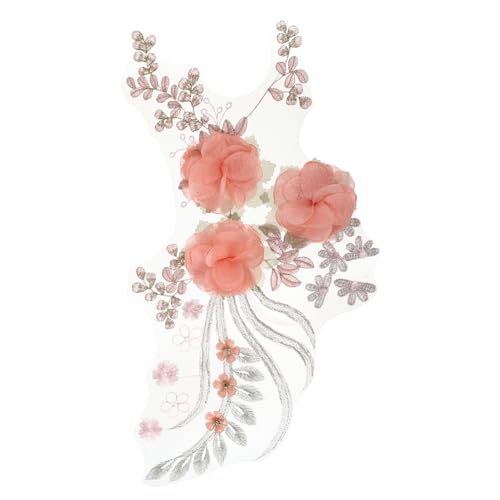 VILLCASE Kleiderflicken Schleife rosa Blütenflecken Stickerei Rosenblütenapplikationen weißer Besatzstoff Dekoration Spitzenband funkeln stoffblumen stoffblüten Craft-Patches Patches nähen von VILLCASE