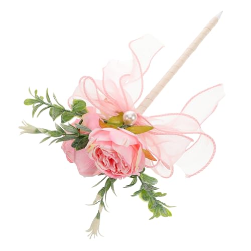 VILLCASE Kugelschreiber mit Rosenimitat Kunstblumen Kugelschreiber Rosenform Stift Blumen Stift Blumendekoration Kit-Dekoration Blumenstifte für Damen Valentinstag-Blumenstifte Stoff Rosa von VILLCASE