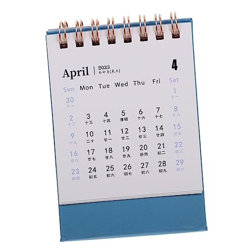 VILLCASE Mini Tischkalender Kleiner Kalender Schreibtisch Staffelei Tragbare Tische Tragbares Büro Kleiner Tragbarer Tisch Heim Flip-desk-kalender Wandkalender Groß Bürokalender Blue Papier von VILLCASE