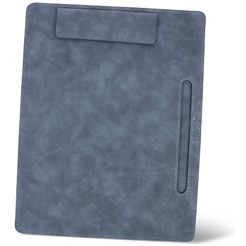 VILLCASE Ordnerbrett Taschenlampe Mit Handkurbel Organisator Für Papierakten Notizblock Papier Dokument-zwischenablage Stiftclip Lipgloss Masse Schreibgrundplatte Schoß Planke Chip Blue Pu von VILLCASE