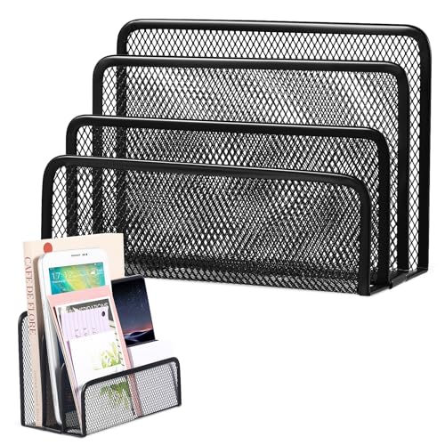 VILLCASE Schreibtisch Organizer Aus Metall, Briefablage Mit 3 FäChern, Moderner ZeitungsstäNder Und Briefhalter, Optimal FüR BüRo Und Zuhause, Schwarz von VILLCASE