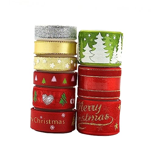 VILLCASE Weihnachtliches Satinband Set Mit Goldprägung 1 Set Mehrfarbige Geschenkbänder Für Weihnachtsbaumdekoration Und Geschenkverpackungen Ideal Für Festliche Anlässe Und DIY Projekte von VILLCASE