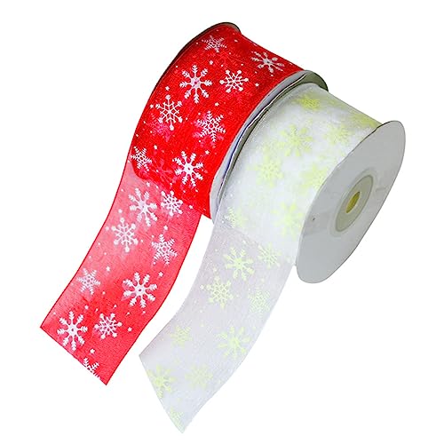 VILLCASE Weihnachtsschneeflocken Dekorationsband 25 Yards 40 Mm Breit Rotes Geschenkband Für Weihnachtsbaum Schleifen Christbaumschmuck Basteln Und Verpacken Von Geschenken Festliche von VILLCASE