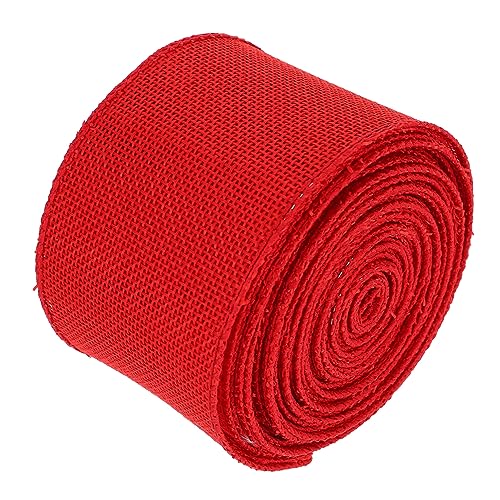 VILLFUL 1 Rolle Gurtbandimitat Aus Leinen Geschenkverpackungsband Geschenkband Gartenband Sackleinen Gewebtes Hochzeitsband Jute-hochzeit Sackleinen-stoffband Rot Polyester von VILLFUL