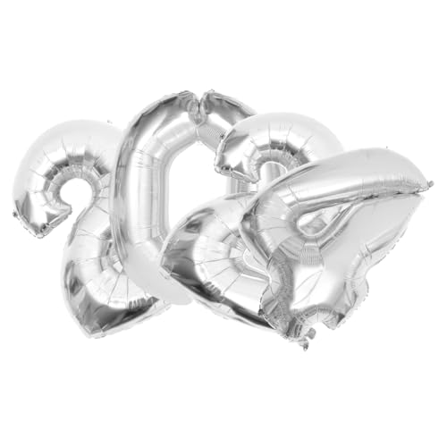 VILLFUL 1 Satz 2024 2024 Ballon Silber Silber Luftballons Aluminiumfolie Grad Party Ballon Babyparty Folienballon von VILLFUL