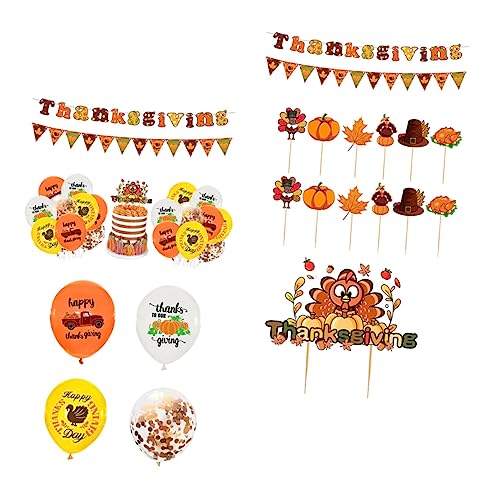 VILLFUL 1 Satz Truthahn-Ahornblatt-Luftballons Ahornblätter-Banner Dessertpicks aus Ahornblättern thanksgiving dekoration thanksgiving decoration Heimdekoration Hintergrunddekoration von VILLFUL