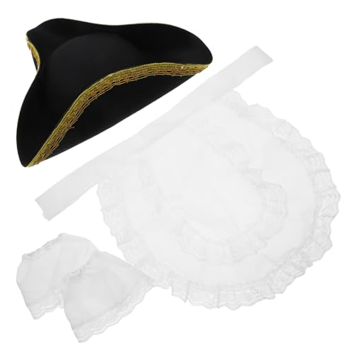 VILLFUL 1 Set Niedlicher Piratenhut Mit Armmanschette Für Damen, Dreispitz-design, Stilvolles Accessoire, Dreispitz, Piratenhut, Dreispitz-hut Für Erwachsene, Cosplay, Karnevalshut von VILLFUL