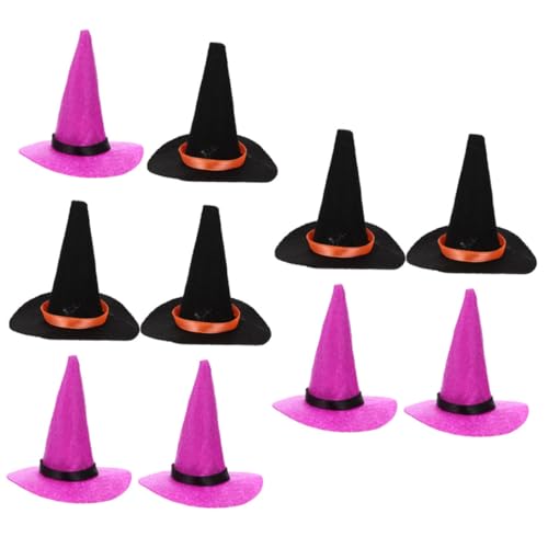 VILLFUL 10 Stück Mini-hexenhut Kessel-halloween- Individueller Halloween-hexenhut Halloween-kapuzenmantel Hexenhüte Zaubererhut Hängende Hexenhüte Halloween-tassen Kessel Filzstoff von VILLFUL