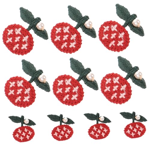 VILLFUL 10 Stück Stoffflicken Stickerei Perlenblumen DIY Dekorative Wolle Gestrickte Kinderkleidung Leggings Zubehör 10 Stück 1 Set (P 019 Rot) Blumenapplikation Blumenflicken von VILLFUL