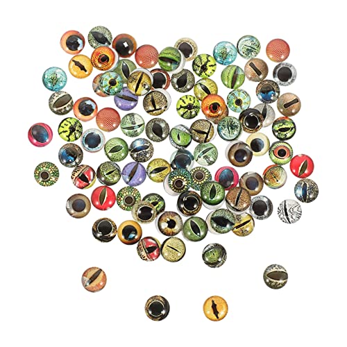 VILLFUL 100st Leuchtender Edelstein-patch Glaskuppel- Cabochons Halbrunde Mosaikfliesen Kuppelschmuck Finden Dinosaurier- Augen Glas Tierische Eidechsenaugen Drachenaugen Perlen von VILLFUL