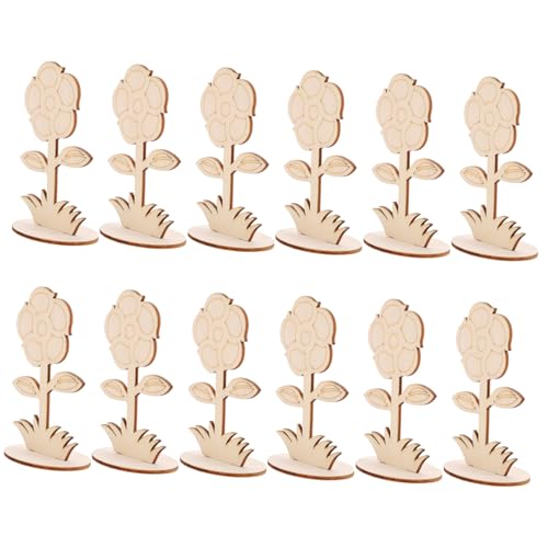 VILLFUL 12Pcs Handgemalte Blumen Holzblumen Holzblumen Holzhandwerk Unvollendete Farbe Ihr Eigenes Handwerk Unfertige Holzhandwerk Leere Holzhandwerk Unvollendeten Holzornamente von VILLFUL