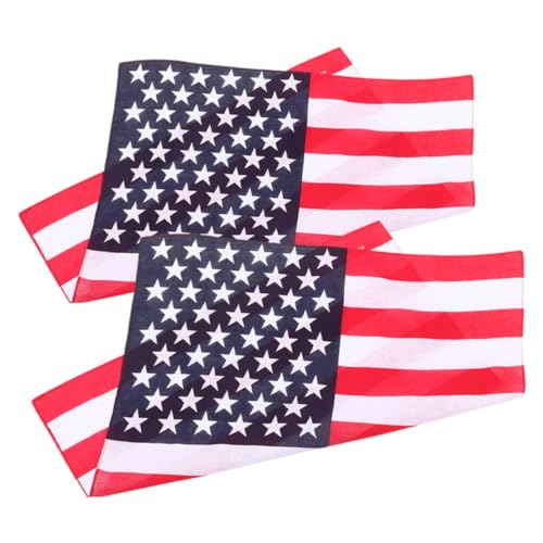 VILLFUL 2 Stück Schal 4. Juli Halstuch Unabhängigkeitstag Handtuch Kleidungszubehör Unabhängigkeitstag Halstuch Amerikanische Flagge Taschentuch Damenhalstuch Bandana Halstücher von VILLFUL