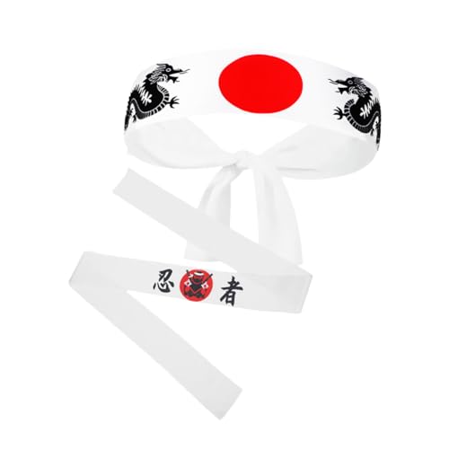 VILLFUL 2St Japanisches Ninja-Kopftuch kapuzenhandtuch ninja stirnband Kopftuch Japan Hachimaki-Karate-Stirnband -Stirnband Kopfbedeckung für Sushi-Köche Karate-Versorgung Polyester von VILLFUL