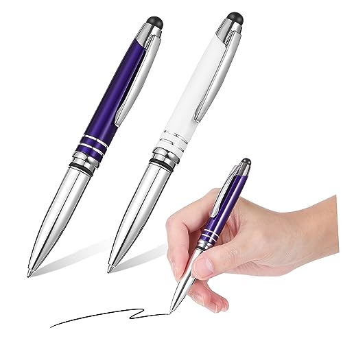 VILLFUL 2st Kugelschreiber Mit Stylus-spitzen Daumenbuchseitenhalter Farbstift Stift Mit Stylus-spitze Personalisierter Stift Touchscreen- Leuchtender Stift Einziehbar Metall von VILLFUL