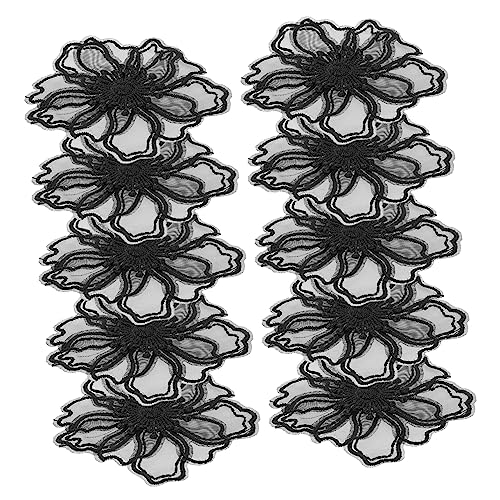 VILLFUL 30 Stk Banner Motive Flicken für Bekleidung DIY Bastelblume gestickte Aufnäher Blumenfolge annähen embroidery bastelzeug ornamente Kleidungsflicken Flicken aufnähen Organza Black von VILLFUL