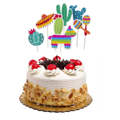 VILLFUL 42St Topper kakteendünger wundermuschel bithday cake tortenaufsatz cake decoration mexikanische Pinata-Dekorationsverzierung Kaktus Sommerdeko Cupcake-Kapazitäten kuchen Hölzern von VILLFUL