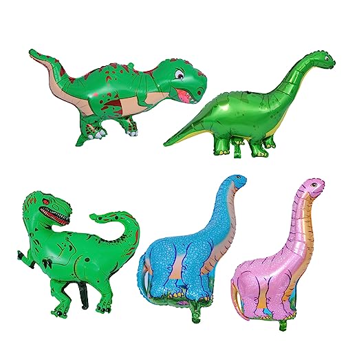 VILLFUL Dinosaurier Folienballons Für Kindergeburtstag Cartoon Party Deko Pinkem Dino Blauem Dino Grünem Langhalsdino Und Kurzbeinigem Party Ornamente Für von VILLFUL