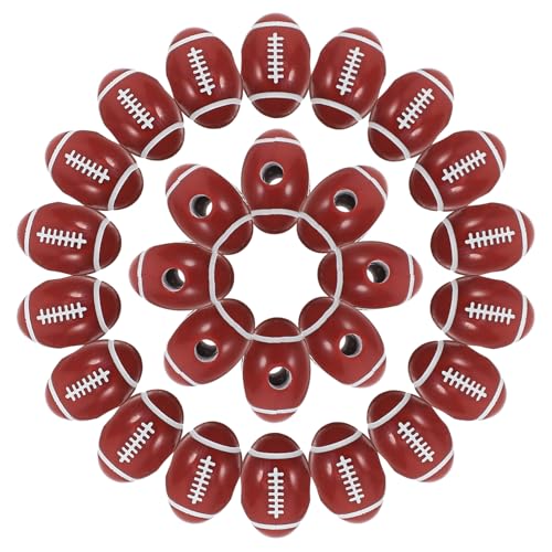 VILLFUL 50 Pcs Rugby Perlen Acryl Sportperlen Fußball Lose Spacer Perlen Für Armbänder Halsketten Ohrringe Keychains Bastelschmuck von VILLFUL