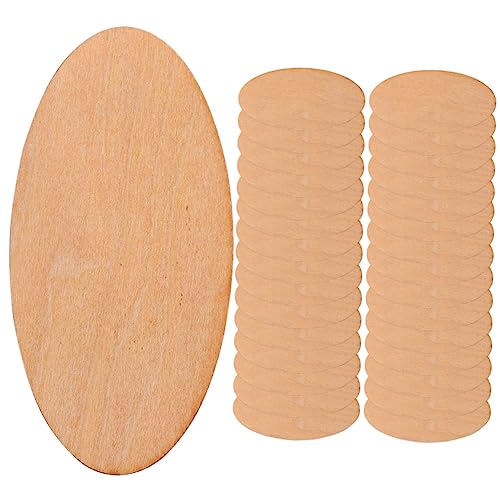 VILLFUL 50 Stück Ovale Holzspäne Ovale Ausschnitte Zum Basteln Leere Ovale Holzausschnitte Ovale Holzscheiben Holz Bastelmaterial Heimwerkerbedarf Unfertige Holzscheiben DIY von VILLFUL