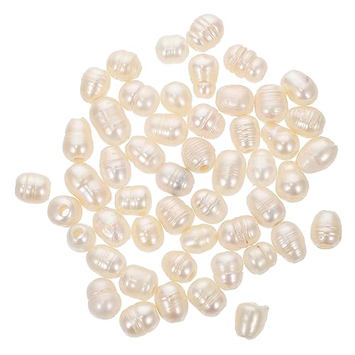 VILLFUL 50 Stück Reis Perlen Mit Gewinde Handschmuck Süßwasser-zuchtperle Perlen Zur Verschönerung Von Kleidungsstücken Perlenkette Perlen Herstellen Perlen Zum Basteln Natürliche Perle von VILLFUL