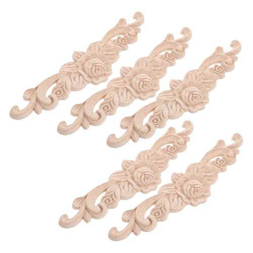 VILLFUL 5Pcs Möbel Applikationen Onlay Holz Rosen Geschnitzte Möbelabklubstäte Für Tür Kopfteil Tisch Wanddecke Holzbearbeitungsprojekt von VILLFUL