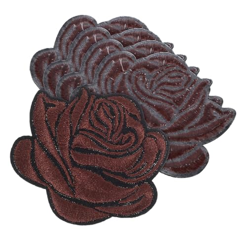 VILLFUL 5St Rosenbeet bügel patches Rosenflecken blaue Buchstabenflecken Stoffflicken für Möbel Jeansflicken für zerrissene Jeans Liebespatch Blumenbeete Aufnäher für Jeans Baumwolle Brown von VILLFUL