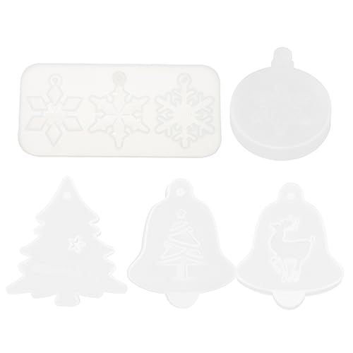 VILLFUL 5er Set Silikonform Für Weihnachtsbaum Anhänger DIY Gießform Für Kristallharz Schneeflocke Und Rentier Bastelbedarf Für Weihnachtsdekoration von VILLFUL