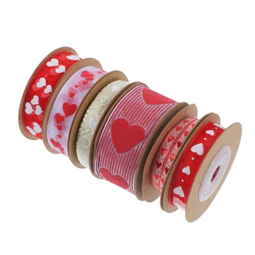 VILLFUL 6 Rollen Dekoband Valentinstagsbänder Valentinstagsgeschenkband Bastelband Valentinstagsband Bastelband Geschenkband Buntes Band DIY Band von VILLFUL