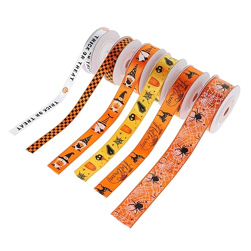 VILLFUL 6 Rollen Halloween Gurtband, Bedrucktes Band, Halloween Dekoration, Geschenkverpackung, Hochzeits Dekorationsband, Partyband, Halloween Stil Band, Partyzubehör, Geschenkband von VILLFUL