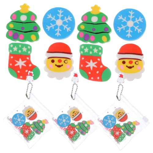 VILLFUL 6 Sets 6 Teiliges Cartoon Weihnachtsmann Gummi Set Schneemann Radiergummis Schneeflocken Radiergummis Weihnachts Briefpapier Weihnachts Radiergummis Weihnachts Radiergummis von VILLFUL