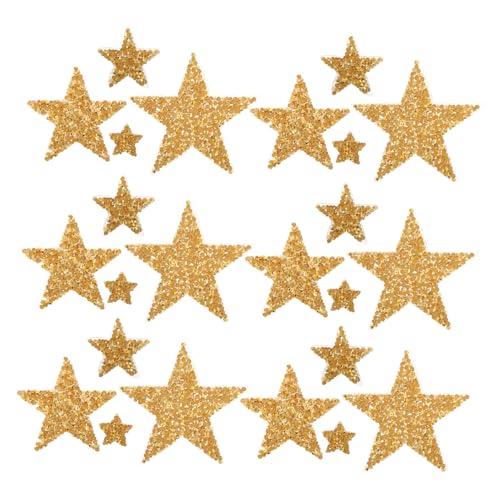 VILLFUL 60St Strass-Aufkleber lustige patches dekorative Nähapplikationen Glitzer-Stern-Bügelflicken Aufnäher mit Sternenstickerei Sterne Bügelflicken Hutflecken Baumwolle Golden von VILLFUL