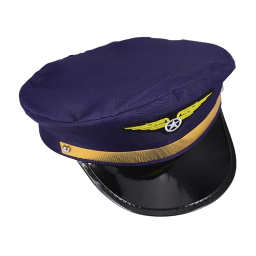 VILLFUL Airline-pilotenmütze, Kostümmütze, Erwachsenen-pilotenmütze Für Kostümpartys, Airline-motto-halloween-mütze Für Cosplay Und Maskerade, Verstellbare Uniform-kappe von VILLFUL