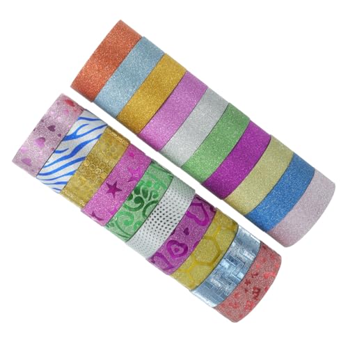 VILLFUL DIY Glitter Washi Tape Buntes Kreatives Klebeband Mit Verschiedenen Mustern Und Farben Zufälliger Stil Klebeetiketten Für Scrapbooking Und Bastelprojekte von VILLFUL