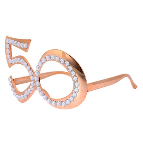 VILLFUL Digitale Geburtstagsbrille Fotokabinen-Requisiten zum 50. Geburtstag Fotokabinen-Requisite zum 50. Geburtstag geburtstagsgeschenk geburtstagsdekoration Strass-Sonnenbrille Plastik von VILLFUL