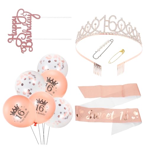 VILLFUL Geburtstagsfeier Deko Set Für Frauen Mit Schöner Krone Eleganter Schärpe Luftballons Und Kuchenverzierungen Perfekte Partydekoration Für Unvergessliche Feiern von VILLFUL