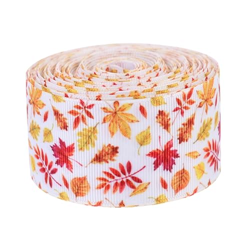 VILLFUL Geschenkbänder für Geschenkverpackungen Thanksgiving Verpackungsband of Herbst Theme Ribbon Thanksgiving Wired Ribbon Dekoratives Band Gedrucktes Band Maple Blatt Wickelband Rollen von VILLFUL