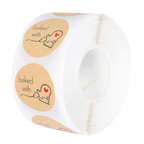 VILLFUL Kraftpapier Aufkleberrolle Für Geschenkbeutel 1 Rolle Mit 100 Etiketten Ideal Für Kreative Verpackungen Und Vielseitig Einsetzbar Für Verschiedene Anlässe von VILLFUL