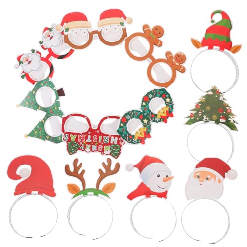 VILLFUL Weihnachten Glitter Party Stirnbänder Es Rahmen Papier Gläser Set Xmas Party Dekorative Gläser von VILLFUL