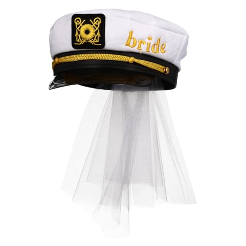 VILLFUL Braut Zu Sein Schleier Marine Kappe Hochzeit Party Hut Braut Haar Zubehör Einzigartige Marine Hut Schleier Set von VILLFUL