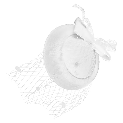 VILLFUL Tea-party-hüte Braut Hochzeitshut Damen-fascinator-hüte Hochzeit Braut Kopfschmuck Banketthut Für Frauen Fascinator-hut Für Die Braut Facinators Hüte Für Damen Gazehut Weiß Wolle von VILLFUL