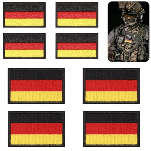 VINEST 8PCS Patches Klett 5x3cm 8x5cm, Deutschland Patch Gestickt, Klett Patch Deutschland Flagge, Deutschland Patch Klett für Kleidung Taschen Weste Hundegeschirr Rucksack Uniform Militär Taktisch von VINEST