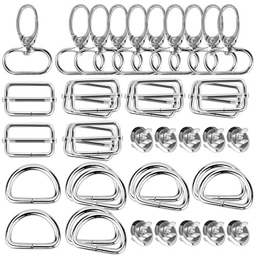 40 Stk 4 MUSTER D-Ringe Schiebeschnalle Triglide Gurtversteller Drehbare Karabinerhaken Magnetknopf Magnetverschluss Metall Magnetische Knöpfe für DIY Tasche Geldtasche Rucksack Zubehör Gurt 2.5cm von VINFUTUR