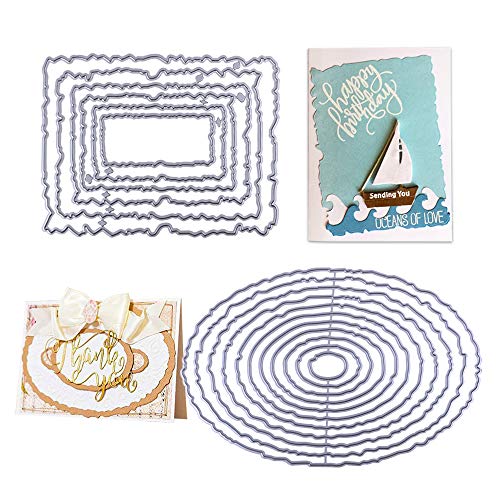 VINFUTUR 2 Set Stanzschablonen Rahmen Spitze Oval und Rechteck, Metall Stanzformen Rahmen Prägeschablonen Schneiden für DIY Karte Sammelalbum Scrapbooking Fotoalbum Deko Cutting Dies von VINFUTUR