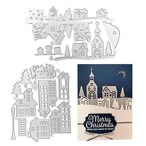 VINFUTUR 2 Stück Stanzschablonen Haus Form Metall Prägeschablonen Stanzmaschine Stanzformen Schneiden für DIY Scrapbooking Sammelalbum Karten Deko House Cutting Dies von VINFUTUR