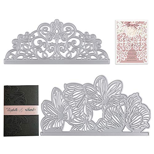 VINFUTUR 2Stk Stanzschablone Grußkarte Metall Prägeschablonen Stanzmaschine Stanzformen Schneiden für DIY Hochzeitkarte Party Einladung Karte Umschlag Scrapbooking Sammelalbum Deko Blumen Cutting Dies von VINFUTUR