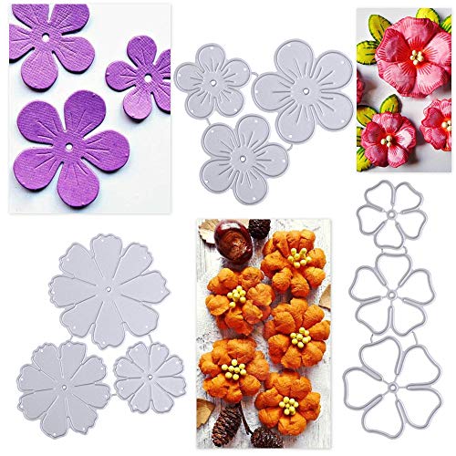 VINFUTUR 3 Set Stanzschablonen Blumen Blüten Prägeschablonen Blätter Stanzformen für DIY Karte Sammelalbum Scrapbooking Fotoalbum Deko Cutting Dies von VINFUTUR