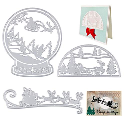 VINFUTUR 3Stk Weihnachten Stanzschablone Christbaumkugel Prägeschablonen Stanzmaschine Stanzformen für DIY Scrapbooking Sammelalbum Grußkarte Hochzeit Geburtstag Geschenk Deko Baum Cutting Dies von VINFUTUR