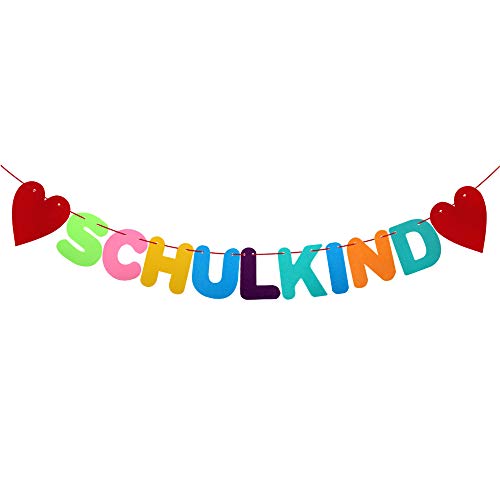 VINFUTUR Schulkind Banner Girlande Filz Schuleinführung Girlande Schulanfang Einschulung Schulstart Deko für Jungen und Mädchen Einschulungsparty Hänge Deko von VINFUTUR