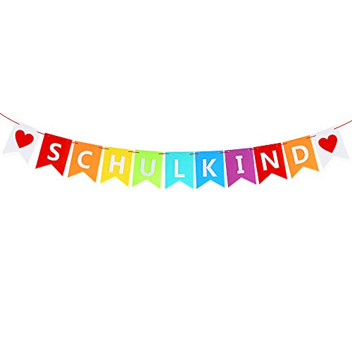 VINFUTUR Schulkind Girlande Filz Banner Hängende Deko für Schuleinführung Schulanfang Einschulung Schulbeginn Partydeko von VINFUTUR